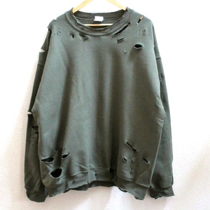 Men's Ripped Knitted Slight Stretch Polyester/Cotton <b>Pullover</b> <b>Sweater</b> Solid Color Long Sleeve Crew Neck Winter Wear - Product Image 1