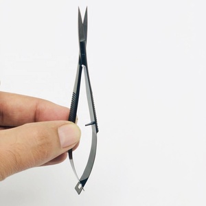 Tijeras de Acero Inoxidable Sólido con Mecanismo de Resorte, Punta Curva Negra para Corte Eficiente de Hilos, Tijeras de Maquillaje CE - Product Image 2
