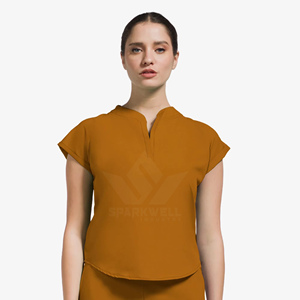 Ensemble de tenue médicale professionnelle pour femmes, col mandarin, haut à manches courtes, pantalon extensible, respirant, uniforme de travail pour infirmières et personnel de santé - Product Image 6