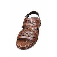 Chaussons Homme Confortables et Élégants en Cuir, Ouverts, Durables, Sportifs, Intérieur/Extérieur, Respirants, Légers, à Fermeture Auto-agrippante Ajustable