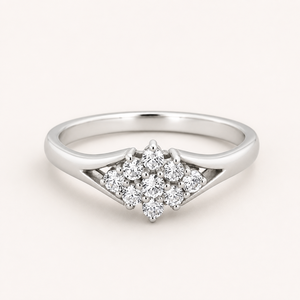 Bague en or blanc 14 carats avec diamants ronds réels de 0,30 TCW |   Bijoux fins pour femmes, cadeau de fiançailles, de mariage ou d'anniversaire - Product Image 1