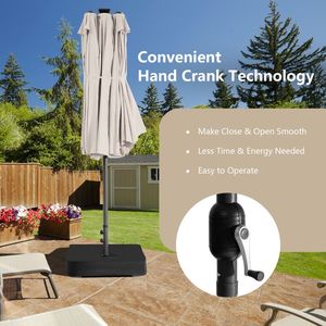 15 Feet Double Sided Patio Umbrella with 48 LED <b>Lights</b> Elegant Outdoor Furniture <b>Accessory</b> - Product Image 5