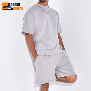 Custom <b>Men's</b> Summer Casual Two Piece Set Plain Bamboo Fiber <b>Short</b> Sleeve T-Shirt <b>Shorts</b> Breathable Knitted Fabric <b>for</b> Daily Wear - Product Image 6