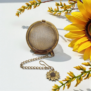 Multifunctional Strainer Mesh Design <b>Tea</b> <b>Infuser</b> Reasonable Price Brass Made Gold Color Kitchen Food Sieve with Sturdy Handle - Product Image 3