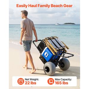 Carrito Plegable para Arena con Ruedas de 12 Pulgadas, Capacidad de Carga de 165 Libras, Plataforma de Carga de 18 x 15 Pulgadas, Carrito de Playa para Acampar con Ruedas Grandes - Product Image 2