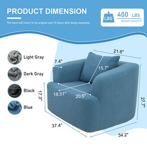 360 Swivel Comfy Single <b>Sofa</b> Teddy Fleece Upholstered High Resilience <b>Sponge</b> Soft Pillow No Assembly Required Bedroom Furniture - Product Image 3
