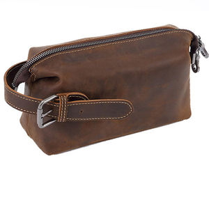 Customized Men's Fashion Luxury <b>Shaving</b> <b>Kit</b> Organizer Portable Premium Leather Dopp Bag Soft Handle Large Capacity Zipper - Product Image 4