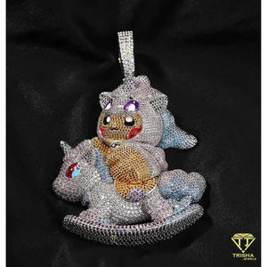 Pendentif de bijoux de dessin animé haut de gamme avec diamant Moissanite VVS et argent sterling 925 - Product Image 6