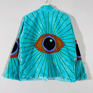 Chaqueta de Mujer Ecológica, Transpirable, 100% Algodón, Antiarrugas, de Secado Rápido, Acolchada, Kantha Sanganeri Jaipuri, para Primavera, Otoño e Invierno - Product Image 1