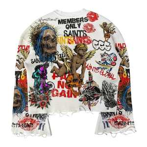 Camisetas de Hip Hop para Hombre al por Mayor, de Moda, de la Mejor Calidad, Camiseta de Hip Hop Oversize con Diseño de Diamantes de Imitación - Product Image 3