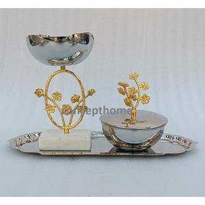 Nouvel ensemble de brûleurs d'encens de style arabe en métal, luxueux, avec décoration florale dorée, pour la décoration intérieure 2026 - Product Image 1