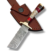 Couteau de chasse en acier Damas à pointe Tanto, avec clip en laiton et manche en bois de cerf, 6 pouces, vente en gros