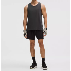 Débardeur pour homme en polyester 100% tricoté, respirant, à séchage rapide, écologique, noir, col rond, uni, sportif, pour la musculation et le fitness - Product Image 4