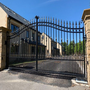 Modern Steel Driveway Gate with Decorative Wrought Iron Details for Main Entrance and Residential <b>Security</b> Use with Elegant Art - Product Image 3