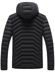 Veste matelassée chauffante d'hiver personnalisée pour homme, col montant, vêtements d'extérieur décontractés, manteaux de haute qualité, veste rembourrée pour homme avec capuche - Product Image 2