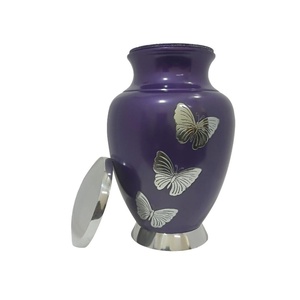 Butterfly Engraved Purple Small Brass/Aluminum Urn Unique <b>Memorial</b> <b>Keepsake</b> for Pet's Cremation urn for saleem international - Product Image 1