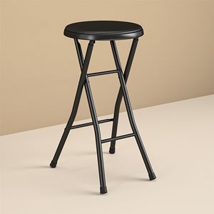 Folding Steel <b>Step</b> <b>Stool</b> with Storage-Black Square Ottoman for Entry Bedroom Apartment Hotel - Product Image 1