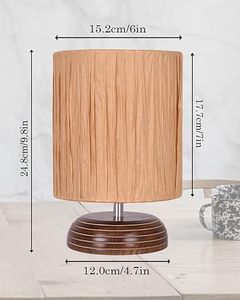 Lampe de table en bois avec abat-jour en fibre de raphia, design moderne, forme ronde, prise E27 à deux broches, interrupteur pour chambre à coucher - Product Image 2