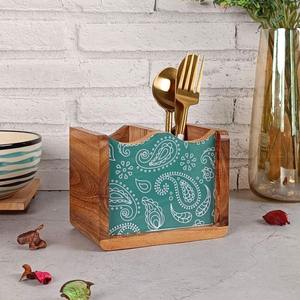 Cesta de Servicio de Madera de Mango de Diseño Moderno y Ecológico, Personalizada por Fabricante Indio, para Cubiertos y Vajilla - Product Image 5