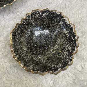 Bol décoratif en pyrite du Pérou avec bordure dorée, porte-cristal énergétique pour la prospérité et l'argent, pour la maison, le bureau et les cadeaux - Product Image 4