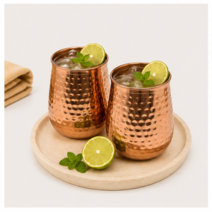 Bulk Wholesale Pure Hammered <b>Copper</b> Glass Set Handcrafted Eco-Friendly <b>Copper</b> <b>Cup</b> for Home & Hotel Drinkware - Product Image 1