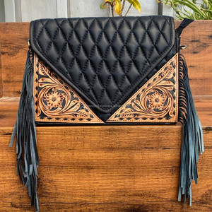 Créateur de mode femmes usiné à la main en cuir frange bandoulière enveloppe sac prix de gros diamant treillis matelassé pochette sacs à main - Product Image 2