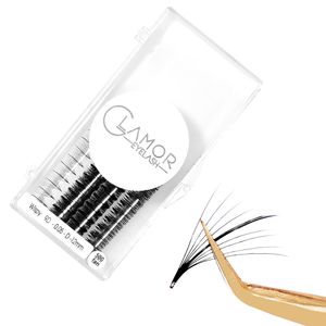 Glamoreyelash promade fans base de punto PBT coreano wispy promade volume fans 9D C Curl 9-17mm Pestañas postizas naturales unidas por calor - Product Image 1