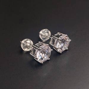 Boucles d'oreilles minimalistes simples en argent sterling avec topaze blanche en forme de cercle, pierre de naissance, aspect diamant, cadeau pour femme - Product Image 3