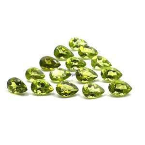 Peridoto natural tallado en forma de pera, piedras preciosas sueltas de 7x9 mm, peridoto facetado de alta calidad para la fabricación de colgantes de joyería, genuino, venta al por mayor. - Product Image 3