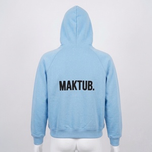 Sweat à capuche bleu clair pour homme Maktub, manches raglan, coton French Terry, style décontracté, automne, avec poche et logo imprimé sur le devant - Product Image 2