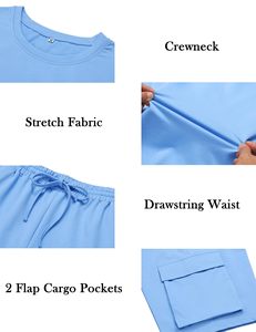 Men Casual Shorts <b>Set</b> Short Sleeve Crew Neck Tee and Track Shorts Wholesale Supplier - Product Image 6