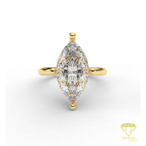 Anillo de Compromiso Solitario con Diamante Moissanite Corte Marquesa en Oro Rosa, Anillo de Boda Clásico de Cuatro Puntas para Mujer - Product Image 6