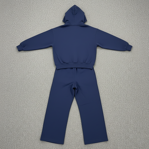 Ensemble de sweat-shirt à capuche bleu marine pour homme, motif color block, style streetwear, tissu polaire respirant, vêtements d'hiver - Product Image 6