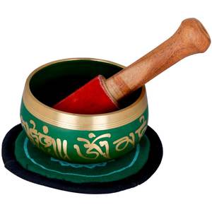 Bol chantant bouddhiste tibétain fait à la main OM article en laiton fabriqué en Inde - Product Image 1