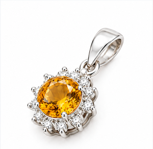 Pendentif en argent avec citrine, pendentif en pierre précieuse citrine dorée, pendentif soleil en argent sterling, bijoux en cristal jaune - Product Image 2