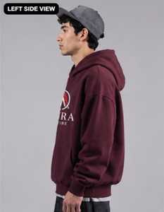 Sweat-shirt à capuche pour homme AURA ATTIRE, couleur bordeaux, coupe classique, en coton French Terry, décontracté, pour l'automne, avec logo imprimé sur le devant - Product Image 5