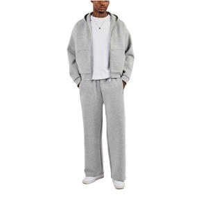 High Quality Men's Tracksuits <b>Fabric</b> <b>Grey</b> Fleece Baggy Pants Casual Wear Fashion Design Low MOQ Wholesale Custom Blank Tracksuit - Product Image 1