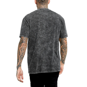 Camiseta Vintage Negra Lavada para Hombre, Mezcla de Algodón, Cuello Redondo, Estilo Urbano, Básica - Product Image 3