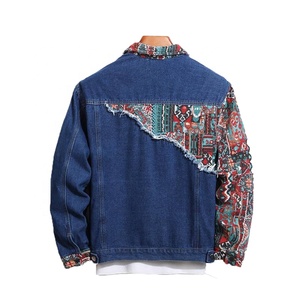 High Quality Winter Breathable Quick Dry Thin Stand Collar Front Logo Men's <b>Denim</b> Printed Canvas 100% Cotton <b>Jacket</b> - Product Image 2