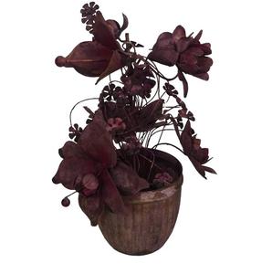 Pot de fleurs en fer fait main de couleur naturelle, décoration murale artistique, décoration intérieure moderne pour salon, bureau, chambre à coucher, salle de bain - Product Image 1