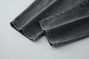 Jeans en denim premium pour hommes, coupe slim déchirée, bleu vieilli, style vintage, streetwear de créateur, mode en gros - Product Image 6