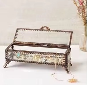 Modern Metal & Glass Jewelry <b>Box</b> Stylish <b>Trinket</b> Organizer for Rings Earrings Necklace Bracelet Vanity Home Storage - Product Image 3