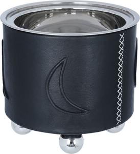 Plat à chafing en cuir noir fait main avec couvercle en acier inoxydable argenté et motif lune en relief pour mariages et événements au Moyen-Orient - Product Image 4