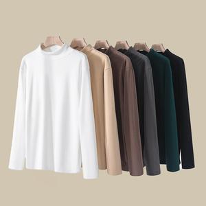 T-shirt à manches longues pour homme, style japonais, couleur unie, col roulé, 270G, poids lourd, prix usine Chine Bangladesh - Product Image 1