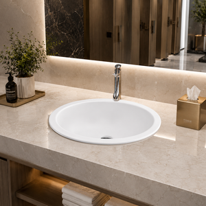 <b>PRIME</b> Modern Solid Bathroom Countertop Basin Polished Finish Counter Installation NSF Certified Oval Shape Single Hole - Product Image 4