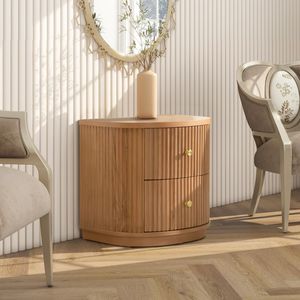 Tavolo Consolle in Legno di Faggio Naturale Marrone da 24 Pollici con 2 Cassetti per Arredamento Casa e Decorazioni di San Valentino - Product Image 1