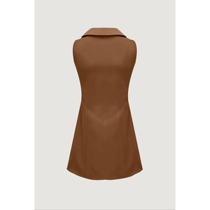Robe mini élégante sans manches à col plissé - Product Image 6
