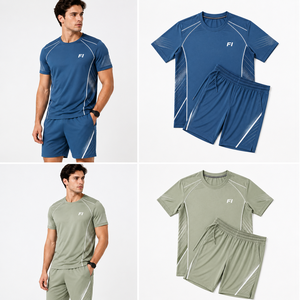 Men's Quick Dry Short Sleeve <b>T</b>-<b>Shirt</b> and Running Shorts Set Breathable Athletic Wear for Gym Training Men's <b>T</b>-<b>shirts</b> sets - Product Image 5