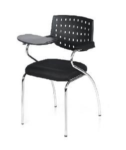 เก้าอี้เขียนหนังสือพลาสติกสีดำทันสมัย นั่งสบาย พร้อมพนักพิงแบบเจาะรูและขาโลหะ สำหรับใช้ในโรงเรียน - Product Image 1