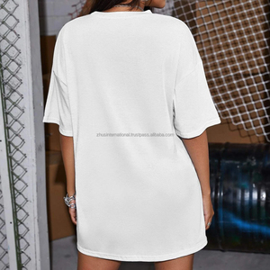 Camiseta de punto liso de gran tamaño para mujer personalizada de alta calidad al por mayor para imprimir - Product Image 4